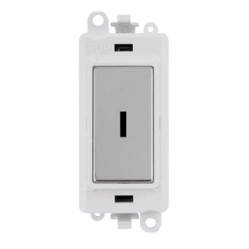 Scolmore GM2046PWCH -  20AX Double Pole Keyswitch Module - White - Polished Chrome GridPro Scolmore - Sparks Warehouse