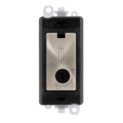 Scolmore GM2047-LBKBS -  13A Fused (Lockable) Module - Black - Brushed Stainless GridPro Scolmore - Sparks Warehouse