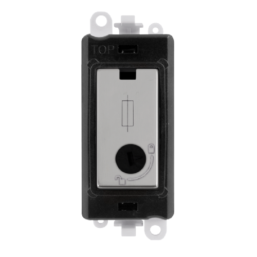 Scolmore GM2047-LBKCH -  13A Fused (Lockable) Module - Black - Polished Chrome GridPro Scolmore - Sparks Warehouse