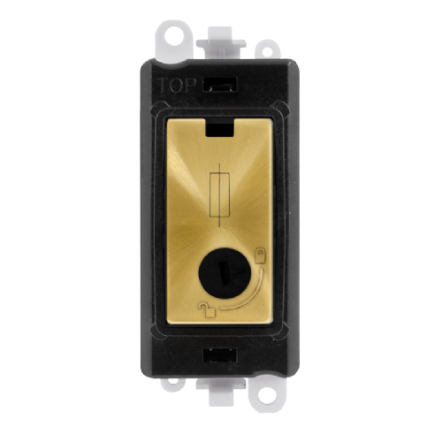 Scolmore GM2047-LBKSB -  13A Fused (Lockable) Module - Black - Satin Brass GridPro Scolmore - Sparks Warehouse