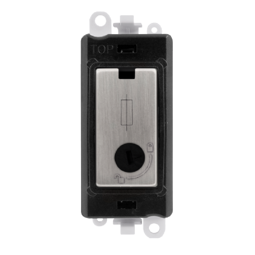 Scolmore GM2047-LBKSS -  13A Fused (Lockable) Module - Black - Stainless Steel GridPro Scolmore - Sparks Warehouse