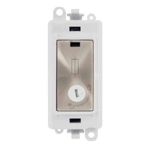 Scolmore GM2047-LPWBS -  13A Fused (Lockable) Module - White - Brushed Stainless GridPro Scolmore - Sparks Warehouse