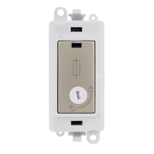 Scolmore GM2047-LPWPN -  13A Fused (Lockable) Module - White - Pearl Nickel GridPro Scolmore - Sparks Warehouse