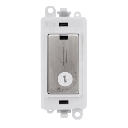 Scolmore GM2047-LPWSS -  13A Fused (Lockable) Module - White - Stainless Steel GridPro Scolmore - Sparks Warehouse
