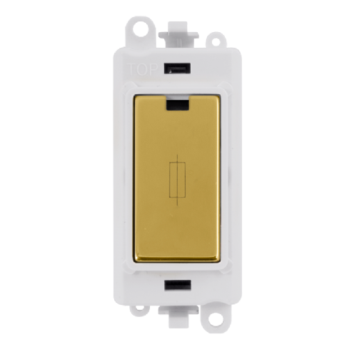 Scolmore GM2047PWBR -  13A Fused Module - White - Polished Brass GridPro Scolmore - Sparks Warehouse