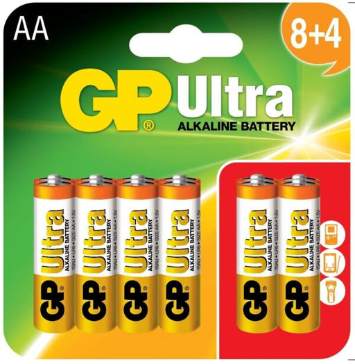 GP BATTERIES - GP AA Battery Ultra Alkaline Card of 12 (8+4)