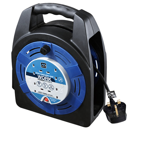 BG HBT2013/4BL 13A 20M 4 Gang Case Extension Cable Reel - Blue - BG - sparks-warehouse
