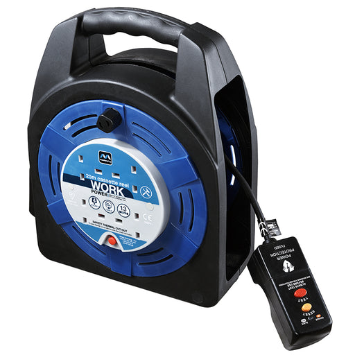 BG HBT2013/4BLRCD 13A 20M 4 Gang Case Cable Extension Reel With RCD - BG - sparks-warehouse