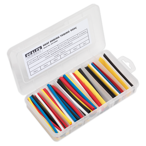 Sealey - HST100MC Heat Shrink Tubing Assortment 95pc 100mm Mixed Colours Consumables Sealey - Sparks Warehouse