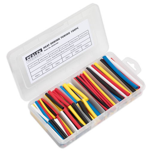 Sealey - HST501MC Heat Shrink Tubing Assortment 180pc 50 & 100mm Mixed Colours Consumables Sealey - Sparks Warehouse