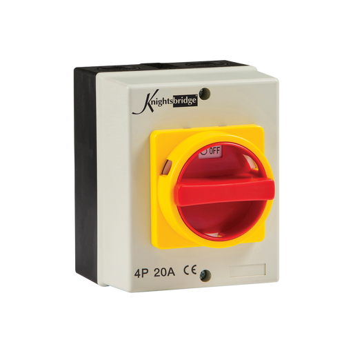 Knightsbridge IN0025 IP65 20A ROTARY Isolator 4P AC (230V-415V) KB Knightsbridge - Sparks Warehouse