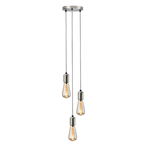 Knightsbridge CALCO3PBC - CALLA - 230V E27 Contemporary 3 Light Pendant - Brushed Chrome Pendant Lights Knightsbridge - Sparks Warehouse