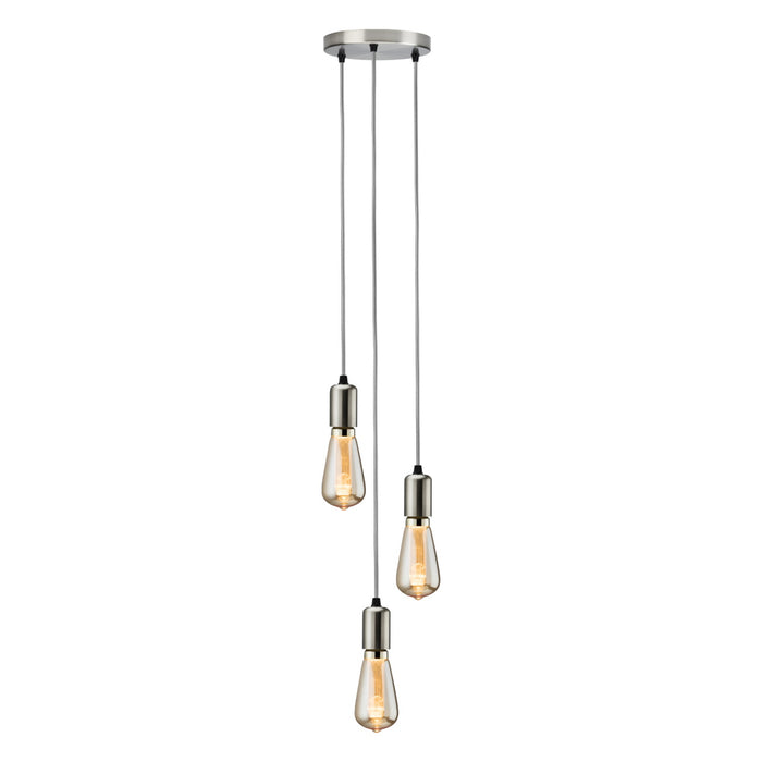 Knightsbridge CALCO3PBC - CALLA - 230V E27 Contemporary 3 Light Pendant - Brushed Chrome Pendant Lights Knightsbridge - Sparks Warehouse