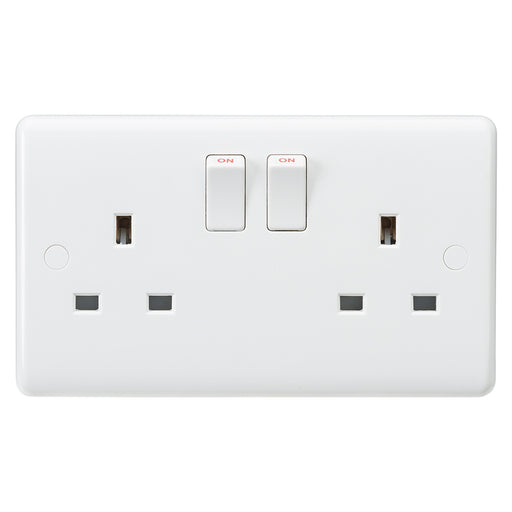 Knightsbridge CU9000 White Curved edge 13A 2G DP switched socket Light Switches Knightsbridge - Sparks Warehouse