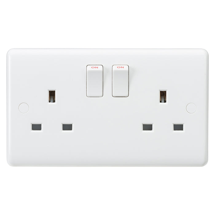 Knightsbridge CU9000 White Curved edge 13A 2G DP switched socket Light Switches Knightsbridge - Sparks Warehouse