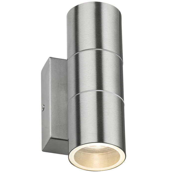 Knightsbridge OWALL2BCP 230V IP54 GU10 Up and Down Wall Light with Photocell Sensor - Brushed Chrome KB Knightsbridge - Sparks Warehouse