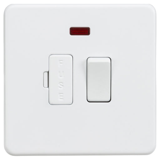 Knightsbridge SF6300NMW Screwless 13A Switched Fused Spur Unit with Neon - Matt White Knightsbridge Screwless Flat Plate Matt White Knightsbridge - Sparks Warehouse