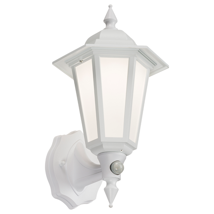 Knightsbridge LANT2W 230V IP54 8W LED LANTERN With PIR - White Outdoor Wall Light Knightsbridge - Sparks Warehouse
