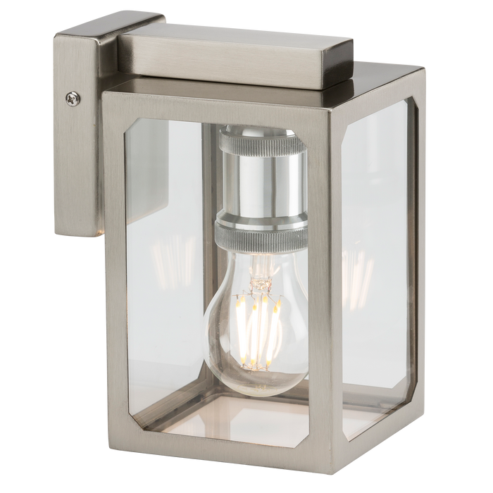Knightsbridge LANTSS 230V IP23 E27 Wall Lantern - Brushed Chrome Outdoor Wall Lights Knightsbridge - Sparks Warehouse