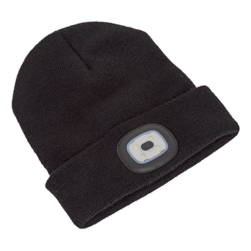 Sealey - LED185 Beanie Hat 4 SMD LED USB Rechargeable Lighting & Power Sealey - Sparks Warehouse
