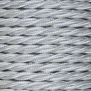 1.5mm Core Decorative Braided Fabric Flex  - 1 Metre Length  - LIGHT GREY TWIST