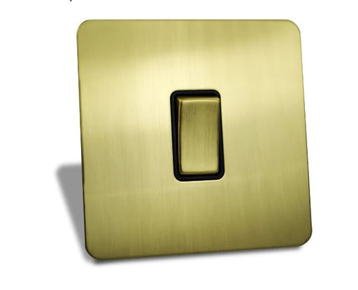 Caradok 1 Gang Screwless Intermediate Brushed Brass Rocker Light Switch Caradok - Screwless Brushed Brass Caradok - Sparks Warehouse