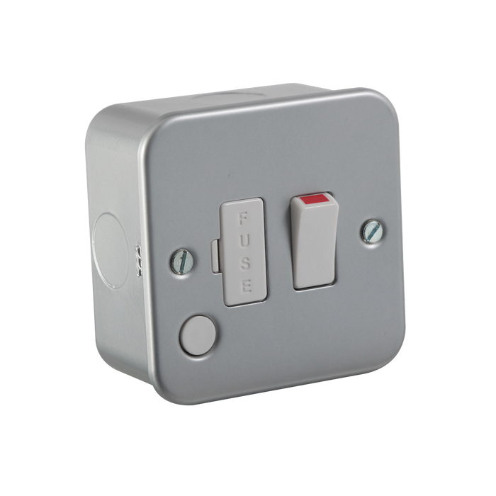 Knightsbridge M6300F Metal Clad 13A Switched Fused Spur Unit With Flex Outlet Metal Clad Knightsbridge - Sparks Warehouse