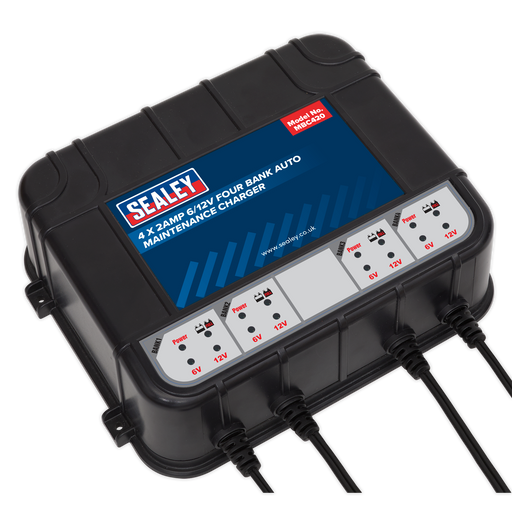 Sealey - MBC420 Four Bank 6/12V 8Amp (4 x 2A) Auto Maintenance Charger Garage & Workshop Sealey - Sparks Warehouse