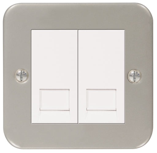 BG METAL CLAD -  Telephone Socket, Master 2 GANG, Screw Connection - BG - sparks-warehouse