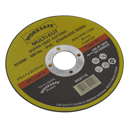 Sealey - Multipurpose Cutting Disc Ø115 x 1.6 x Ø22mm Bore - Pack of 10 Consumables Sealey - Sparks Warehouse
