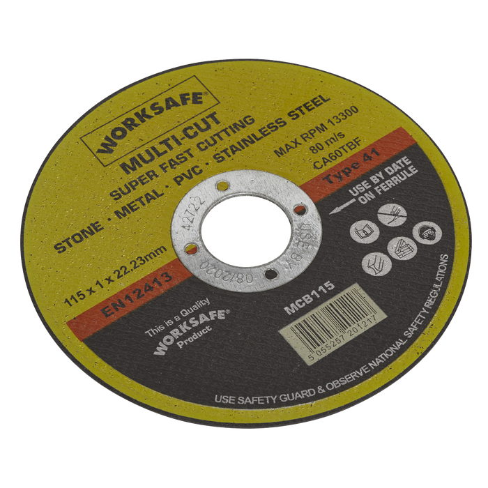 Sealey - Multipurpose Cutting Disc Ø115 x 1.6 x Ø22mm Bore - Pack of 50 Consumables Sealey - Sparks Warehouse