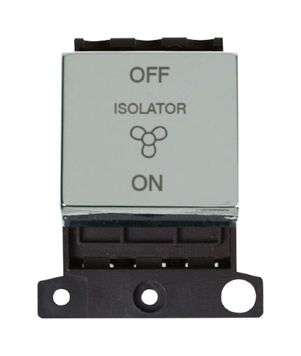 Scolmore MD020CH - Ingot 10A 3 Pole Fan Isolation Switch Module - Chrome MiniGrid Scolmore - Sparks Warehouse