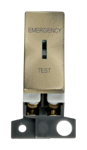 Scolmore MD029AB - 13A Resistive DP Ingot Keyswitch “Emergency Test” - Antique Brass MiniGrid Scolmore - Sparks Warehouse