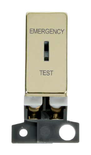 Scolmore MD029BR - 13A Resistive DP Ingot Keyswitch “Emergency Test” - Brass MiniGrid Scolmore - Sparks Warehouse