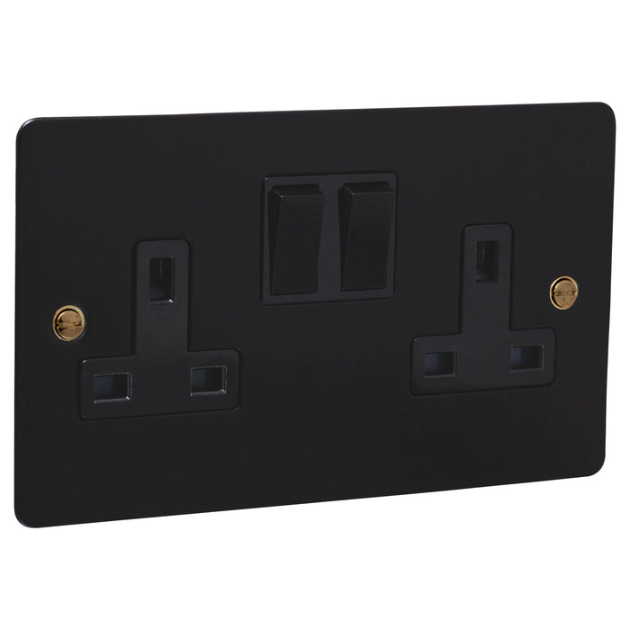 2G Matt Black Socket - Brass Screws Caradok - Sparks Warehouse