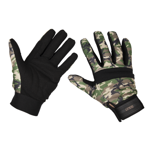 Sealey - MG795L Mechanic's Gloves Padded Palm Camo - Large Safety Products Sealey - Sparks Warehouse