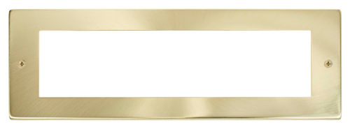 Scolmore MP508SB - Small Media Front Plate (8 Module) - Satin Brass New Media Scolmore - Sparks Warehouse