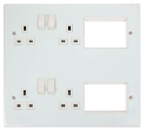 Scolmore MP606PW - 4 x 13A DP Switched Sockets, (2 x 3) New Media Module Apertures New Media Scolmore - Sparks Warehouse