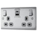 BG Nexus NBS22UAC30G Brushed Steel 13A Switched USB Socket with Type A & Type C 4.2A BG Nexus Metal - Brushed Steel BG - Sparks Warehouse