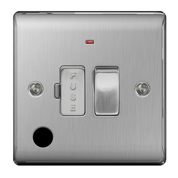 BG Nexus NBS53 Brushed Steel 13A FUSED Connection Unit Switched With Power Indicator FLEX Outlet - BG - sparks-warehouse