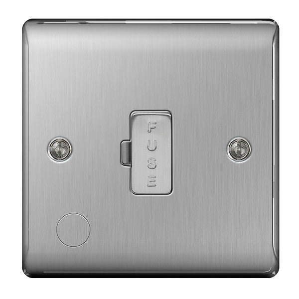 BG Nexus NBS55 Brushed Steel 13A FUSED Connection Unit Unswitched Flex Outlet - BG - sparks-warehouse