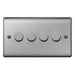 BG Nexus NBS84P Brushed Steel 400W 4 Gang 2 Way Push Dimmer - BG - sparks-warehouse