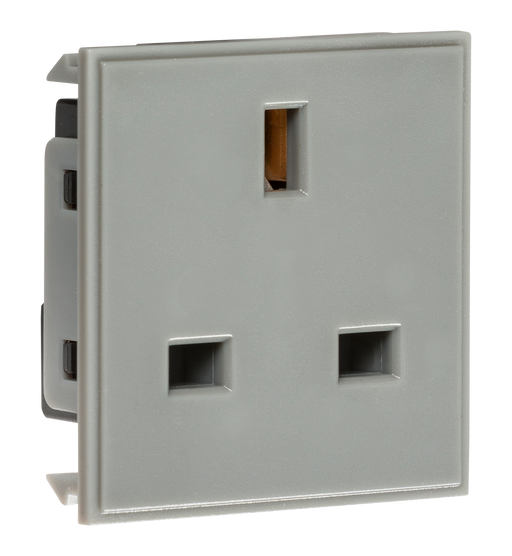 Knightsbridge NET13GY 13A 1G Unswitched Socket Module- Grey (50 X 50mm) Socket Modules Knightsbridge - Sparks Warehouse