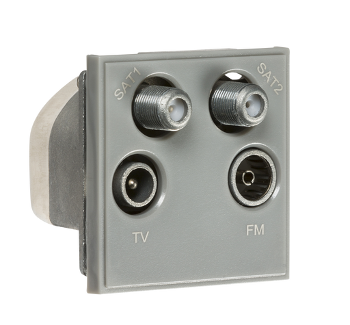 Knightsbridge NETQDGY Modular quadplexed SAT1/SAT2/TV/FM DAB Outlet - Grey Screened Modules Knightsbridge - Sparks Warehouse