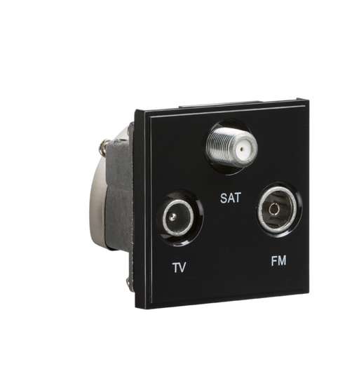 Knightsbridge NETTRIBK Modular triplexed TV/FM DAB/ SAT TV Outlet - Black Screened Modules Knightsbridge - Sparks Warehouse