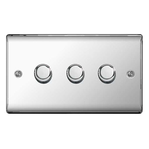 BG Nexus NPC83P Polished Chrome 400W 3 Gang 2 Way Push Dimmer - BG - sparks-warehouse
