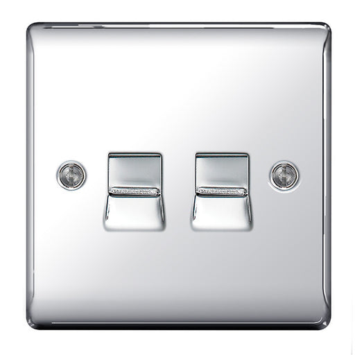 BG Nexus NPCBTS2 Polished Chrome Telephone Socket, Slave 2 Gang, Screw Connection - BG - sparks-warehouse