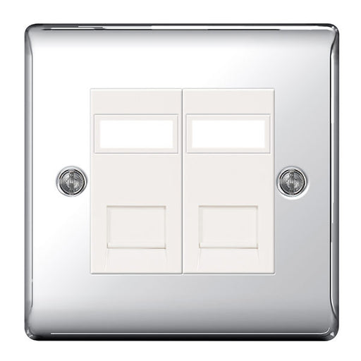 BG Nexus NPCRJ452 Polished Chrome RJ45 Data Outlet Socket 2G, With IDC Window - BG - sparks-warehouse