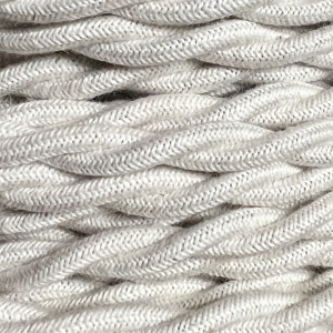 1.5mm Core Decorative Braided Fabric Flex  - 1 Metre Length  - OFF WHITE TWIST