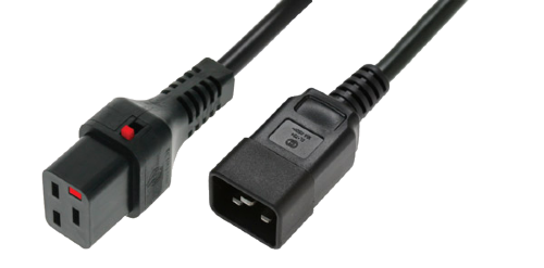 Scolmore PC1284W - C19 IEC Lock® to C20 Plug 3 x 1.50mm 1.0m - Black Essentials Scolmore - Sparks Warehouse